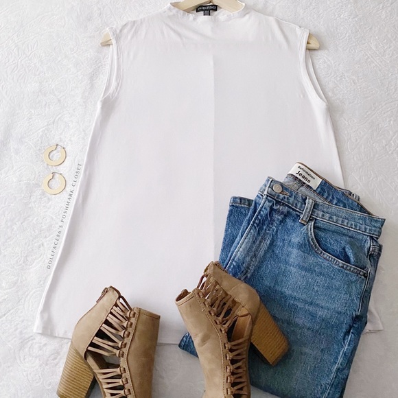 Eileen Fisher White Mock Neck Sleeveless Top - Picture 2 of 10